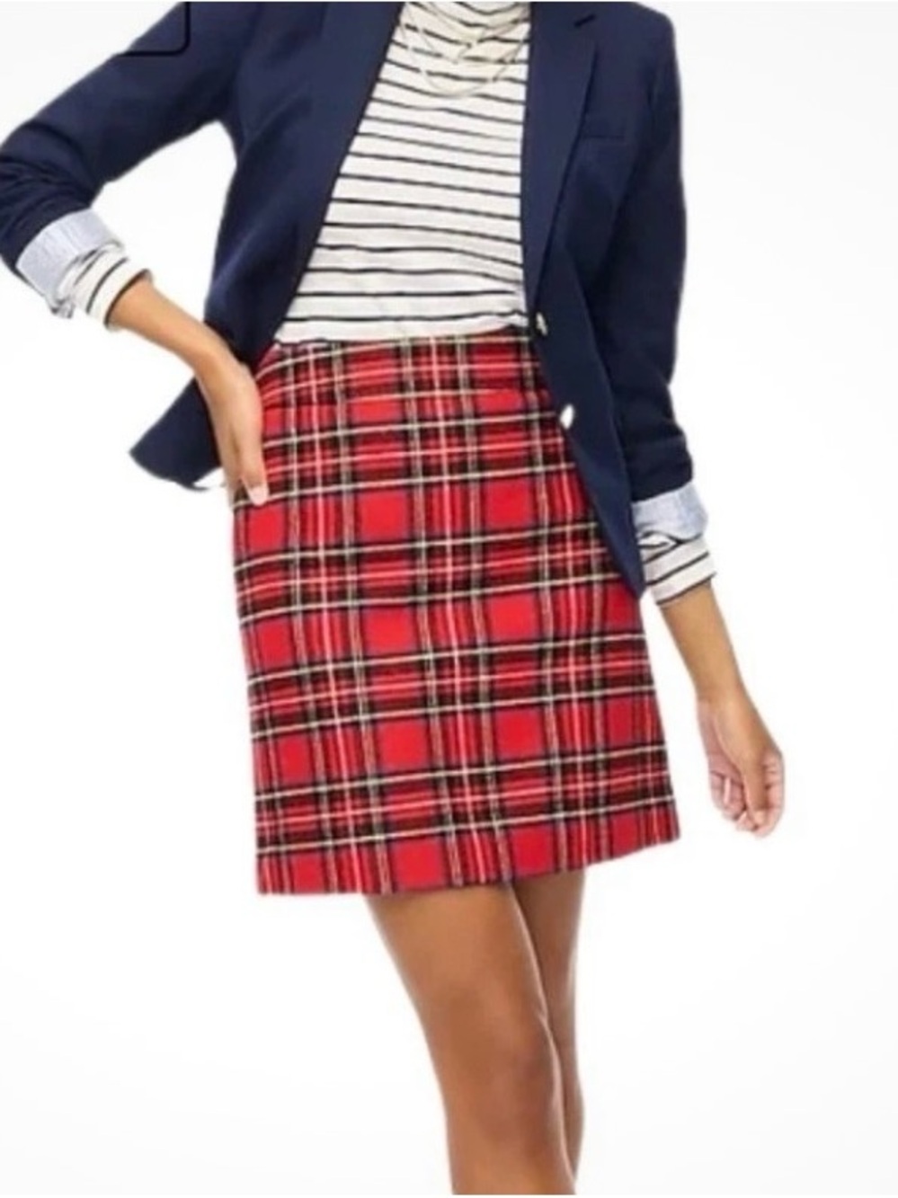 J.Crew Red Stewart Tartan Plaid Mini Skirt Women's Size 10 A-Line Wool Blend
